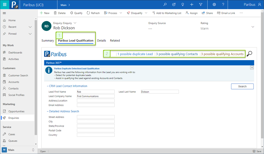 Advanced Lead Management for Microsoft Dynamics 365 CRM with Paribus 365